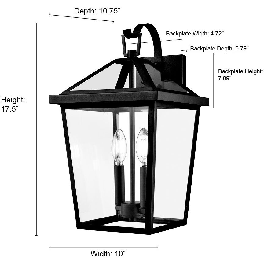 Mensun 2 Light 17.5 inch Textured Black Outdoor Wall Sconce